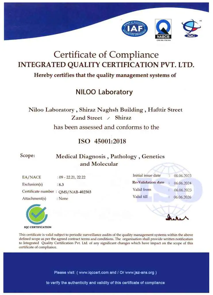 گواهی استاندارد ایزو ISO 45001:2018